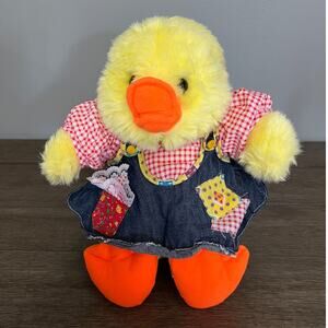 Vintage Toy O Rama Country Duck with Gingham Shirt & Denim Patchwrok Dress